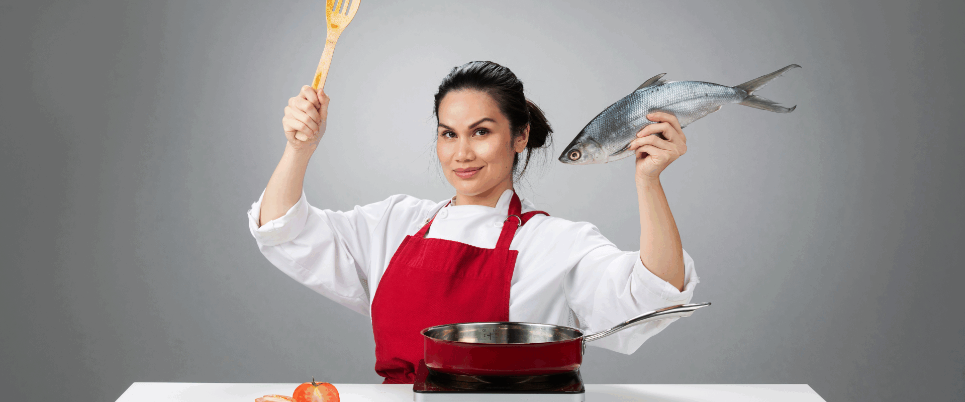 A banner image for "Lasa ng Imperyo (A Taste of Empire)", featuring lead performer Carmela Sison holding up a wooden spoon and a fish.